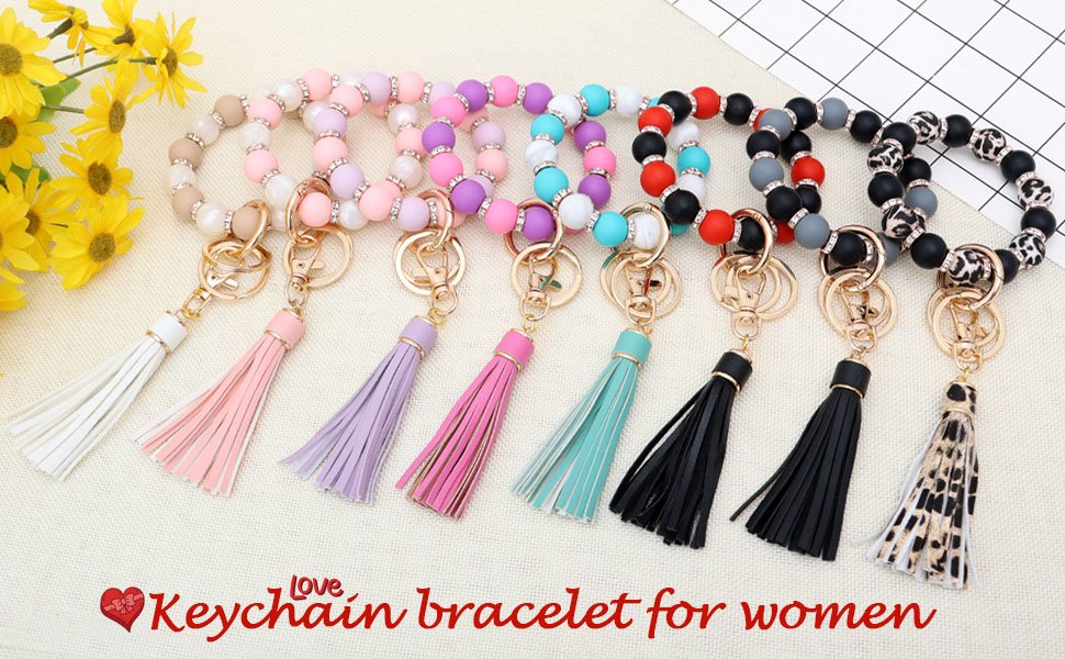 Silicone Key Ring Bracelet Wristlet Keychain